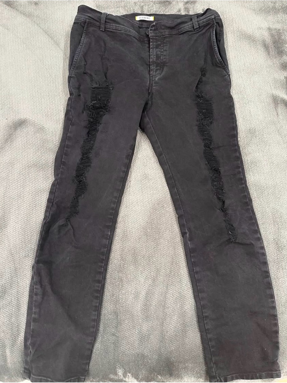 Iceberg Black low rise Jeans with Distressed Front Panels